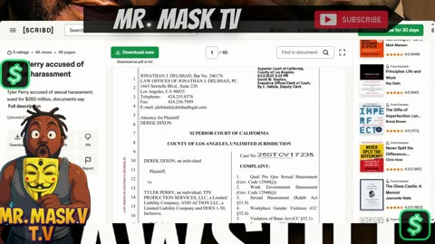 “Tyler Perry SUED for $260 Million by Derek Dixon! Full Lawsuit & Docs EXPOSED LIVE | MrMaskTV”