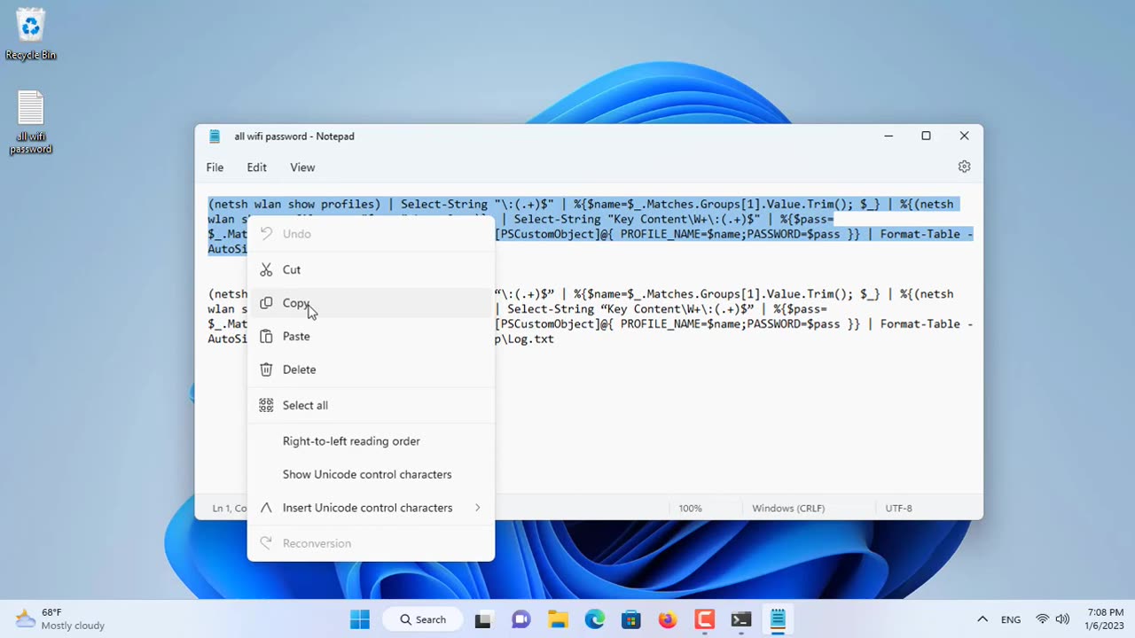 CMD Show & Export all Wi-Fi passwords to File