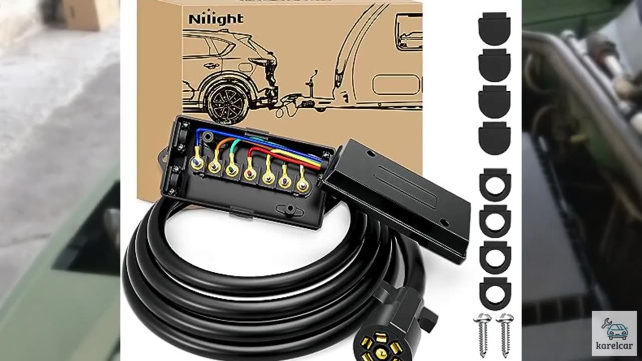 Nilight Heavy Duty 7 Way Inline Trailer Plug 8 Feet Connector Cable 7Pin RV Rou