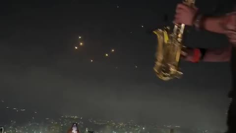 Lebanese Man Plays Saxophone While Iranian Missiles Strike