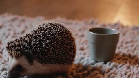 Naughty Baby Hedgehog Knocks Over Cup – Too Cute to Be Mad! 🦔💕