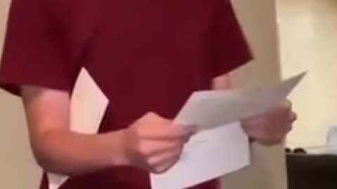Tyler Robinson reads an acceptance letter for a $32,000