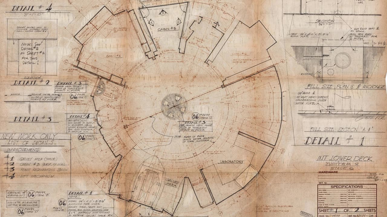 Original "Lost In Space" Blueprints for Jupiter2 and The Robot