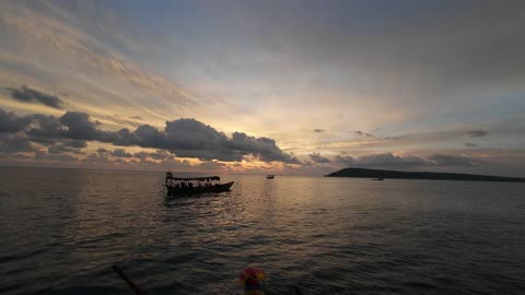 4K Sunset from the ocean at Koh Rong Somloem island, Cambodia