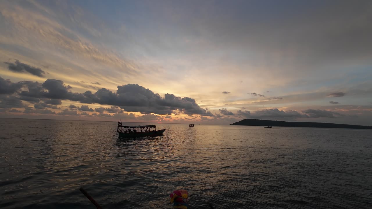 4K Sunset from the ocean at Koh Rong Somloem island, Cambodia