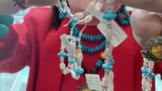 20250709-8 Sleeping Beauty Turquoise & Pearl Necklace: Dreamy Sea Dance on the Neck