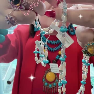 20250709-8 Sleeping Beauty Turquoise & Pearl Necklace: Dreamy Sea Dance on the Neck