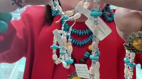 20250709-8 Sleeping Beauty Turquoise & Pearl Necklace: Dreamy Sea Dance on the Neck