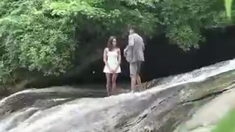 Proposal Gone Wrong at a Waterfall 😱💦