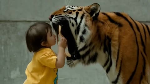 Baby with tiger
