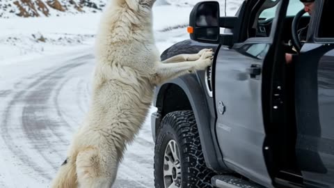 Mother Snow Wolf Saves Her Cubs with the Help of an Old Guy