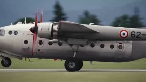 The video features a prominent representative of post-war French aviation - the Nord Noratlas 2501