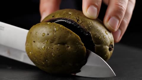 This Fruit Is BLACK Inside 😳🖤 | Chocolate Pudding Fruit ASMR #SatisfyingVideo #Asmr