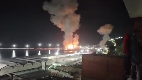 Images show the aftermath of an attack at La Guaira port, north of Caracas