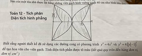 Toán 12: Sàn của một tòa nhà được lát bằng những viên gạch hình vuông cạnh 40 cm như hình bên dưới