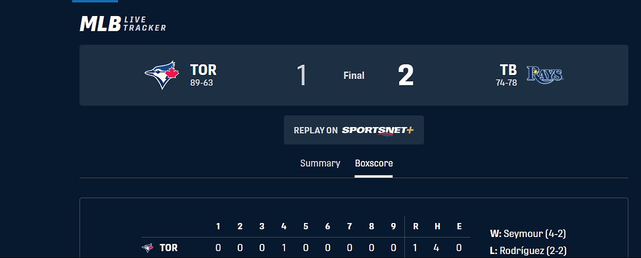 MLB Talk - Jays Drop 2-1 Against The Rays