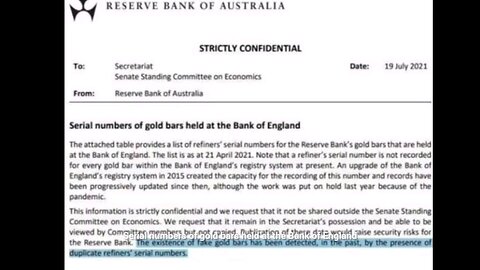 AUSTRALIA'S GOLD RESERVE-Fake Gold Bars And Duplicate Serial Numbers In Gold Held @ Bank Of England
