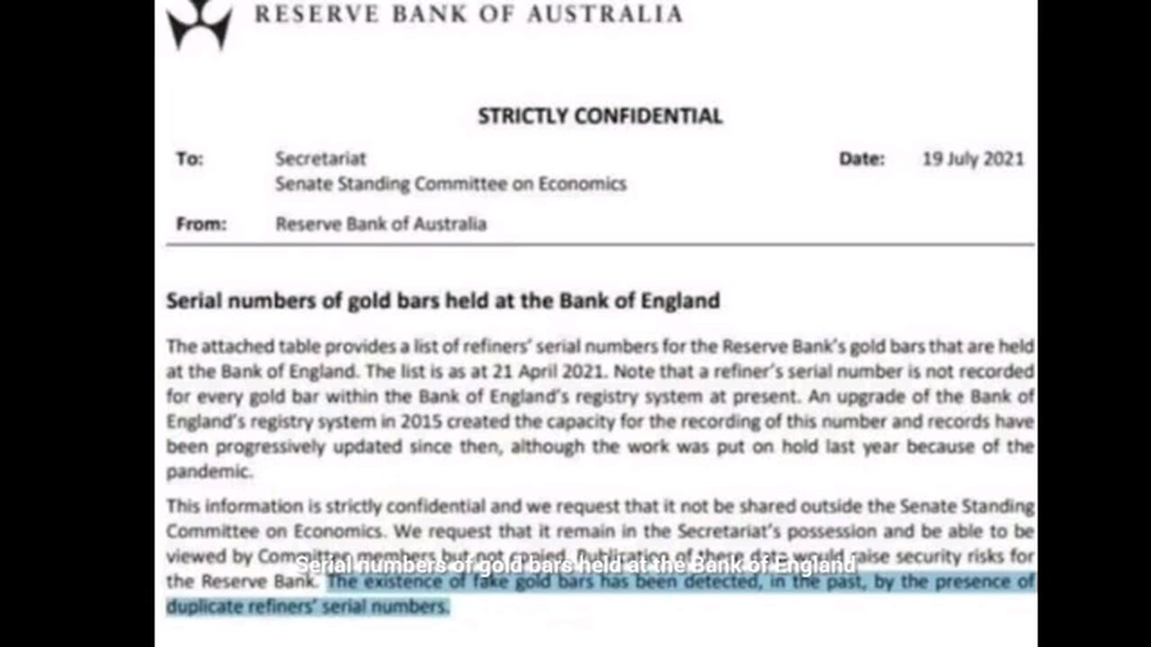 AUSTRALIA'S GOLD RESERVE-Fake Gold Bars And Duplicate Serial Numbers In Gold Held @ Bank Of England