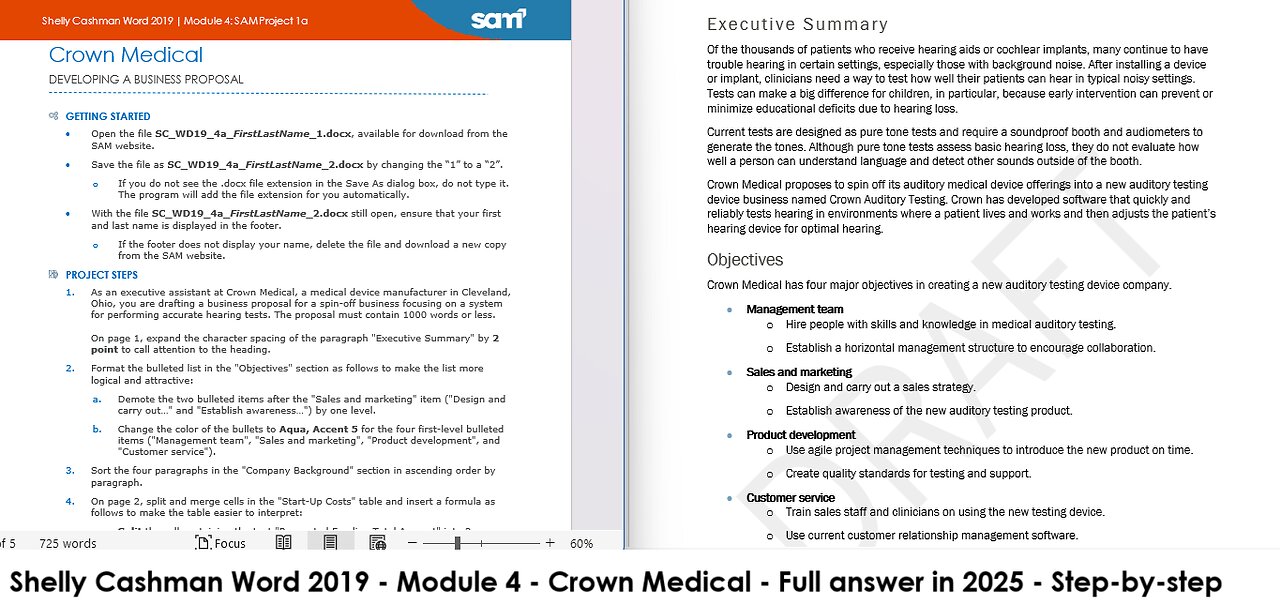 Shelly Cashman Word 2019 | Module 4: SAM Project 1a | Crown Medical (Update 2025)