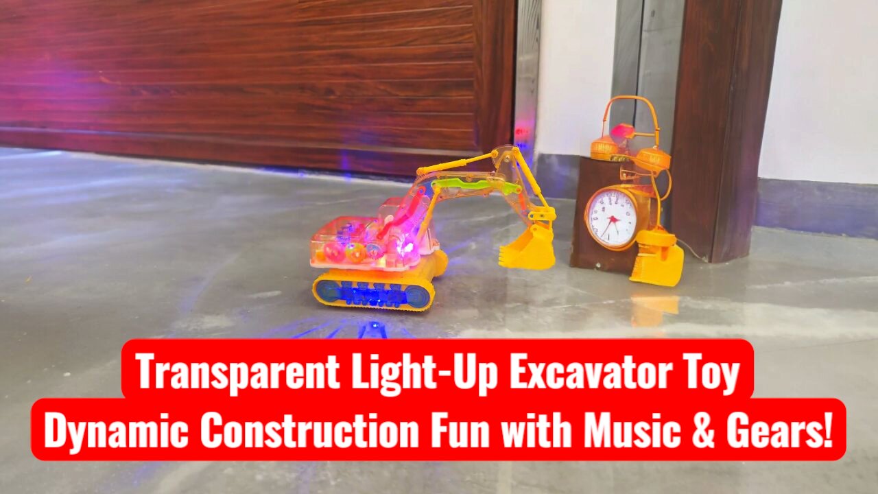 Transparent Light-Up Excavator Toy - Dynamic Construction Fun with Music & Gears!
