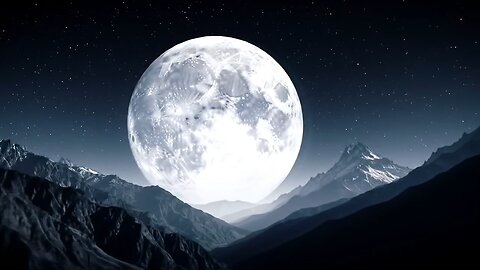 Full Moon Shining Between Mountains | Peaceful Night Nature Scenery