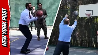 Syrian President Al-Sharaa shoots hoops with US Military ahead of Trump meeting