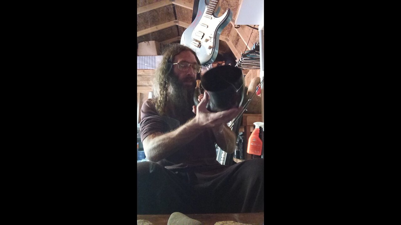 Showing my war horn and reminding you that you can see Count Ragnar at the Haunted Hills Farm