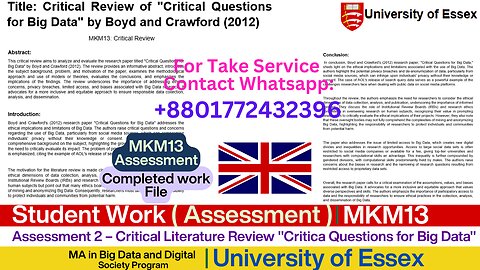 Client Work (Assessment)|MKM13 Big Data & Society Literature Analysis | MKM13 | University of Essex