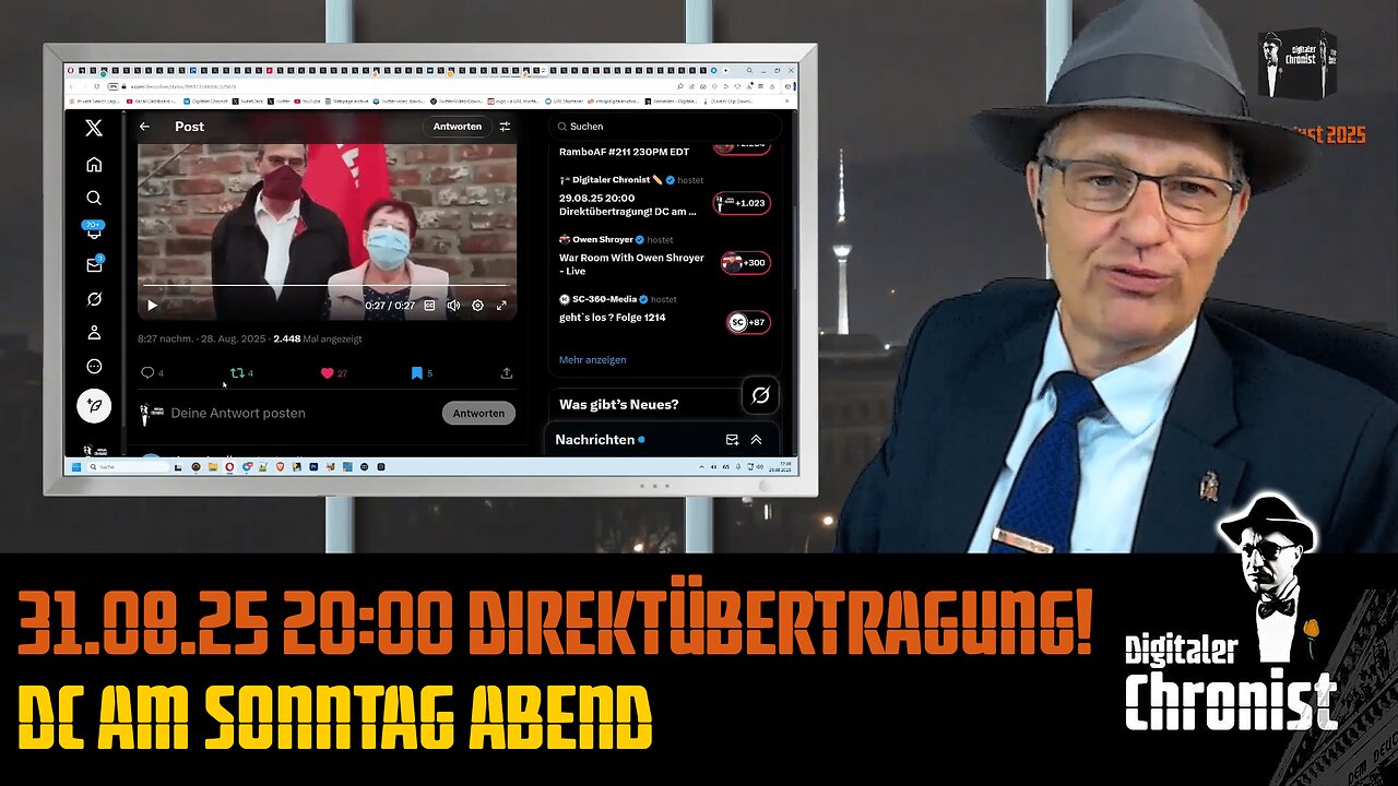 Aufzeichnung vom 31.08.25 Direktübertragung! DC am Sonntag Abend