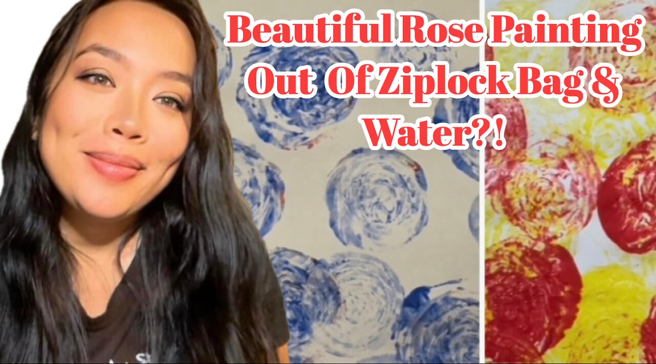 Beautiful Rose Painting Out of Ziplock Bag & Water