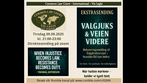 12.9 - og 14.9.25: VI RYDDER I STORTINGSVALGET2025