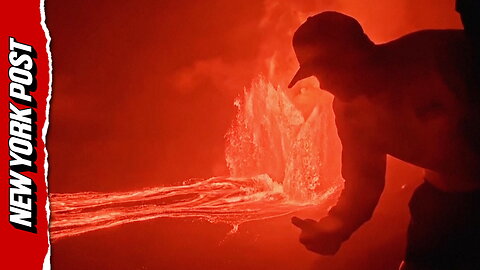 Watch insane moment two people walk dangerously close to Hawaii's Kilauea volcano as it's erupting