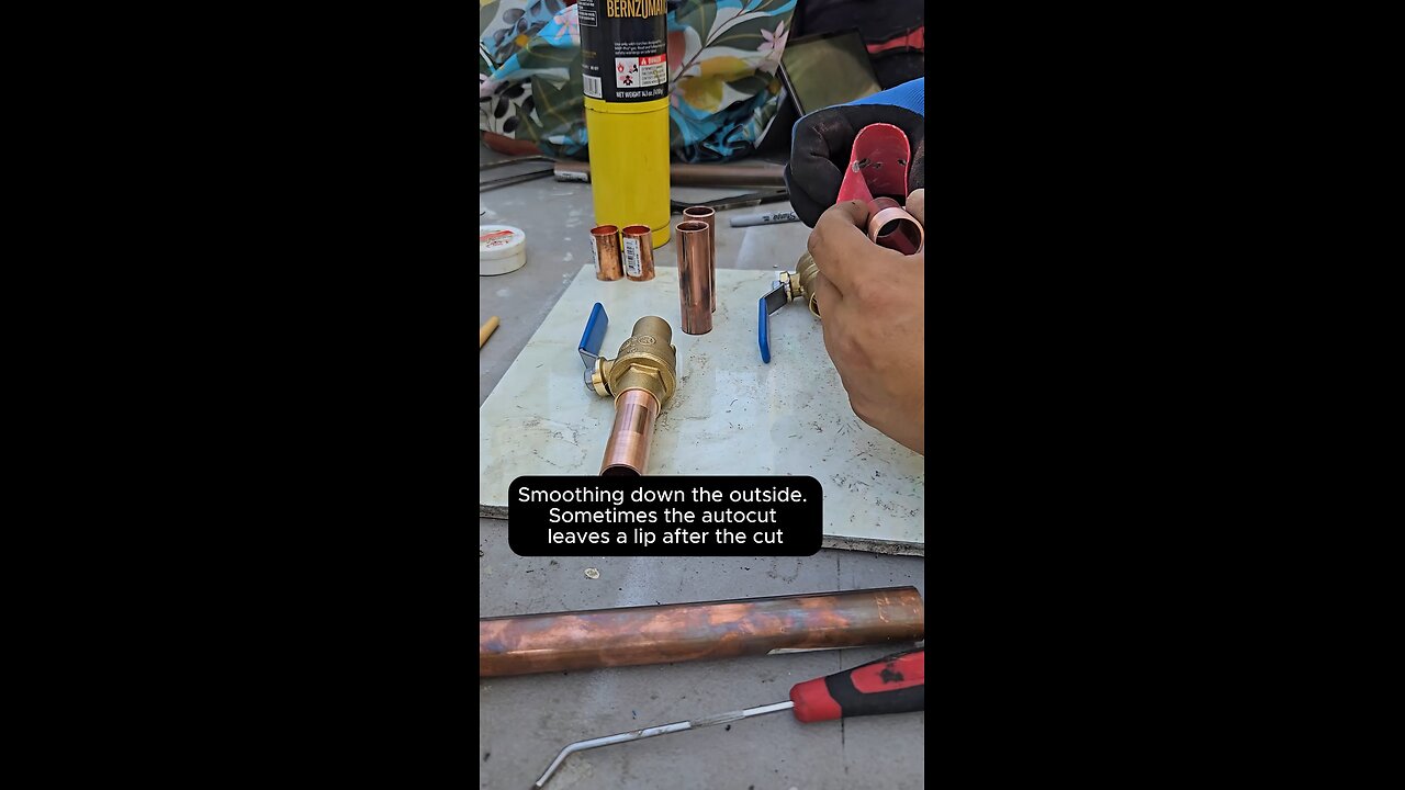 Water line 3/4 inch 1/4 turn ball valve prep