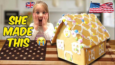 Brit Kid Makes American Gingerbread House for the first time!
