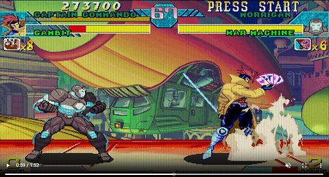 Captain Commando + Gambit vs Morrigan + War Machine