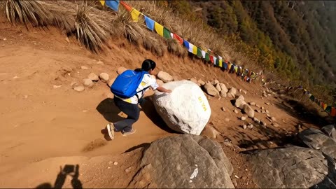 Pushing Huge Stone (Ai Video) by a Girl