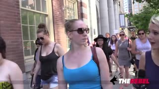 Lauren Southern clashes with feminists