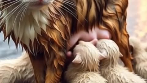 Cats don't have much milk for their babies