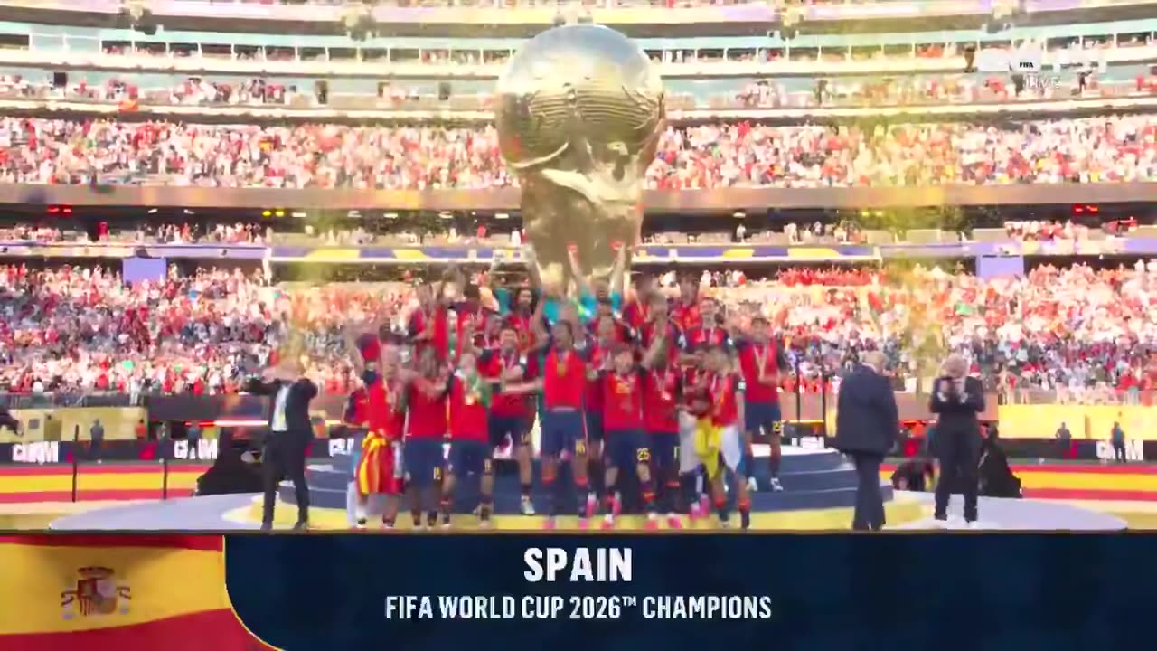 President Donald J. Trump presents the World Cup Trophy to Spain, the 2026