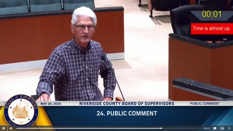 RivCo BOS (VERY POWERFUL INFO!) Meeting, May 20, 2025.