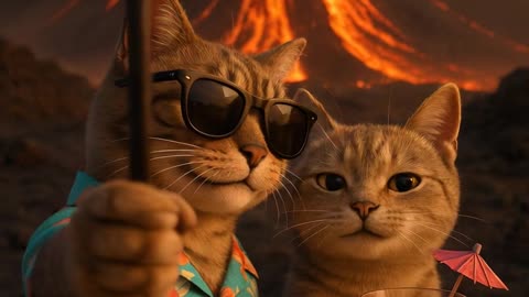 Vacation 10/10, Would Book Again 😂🌋🍹 | Funny Cat Selfie Short