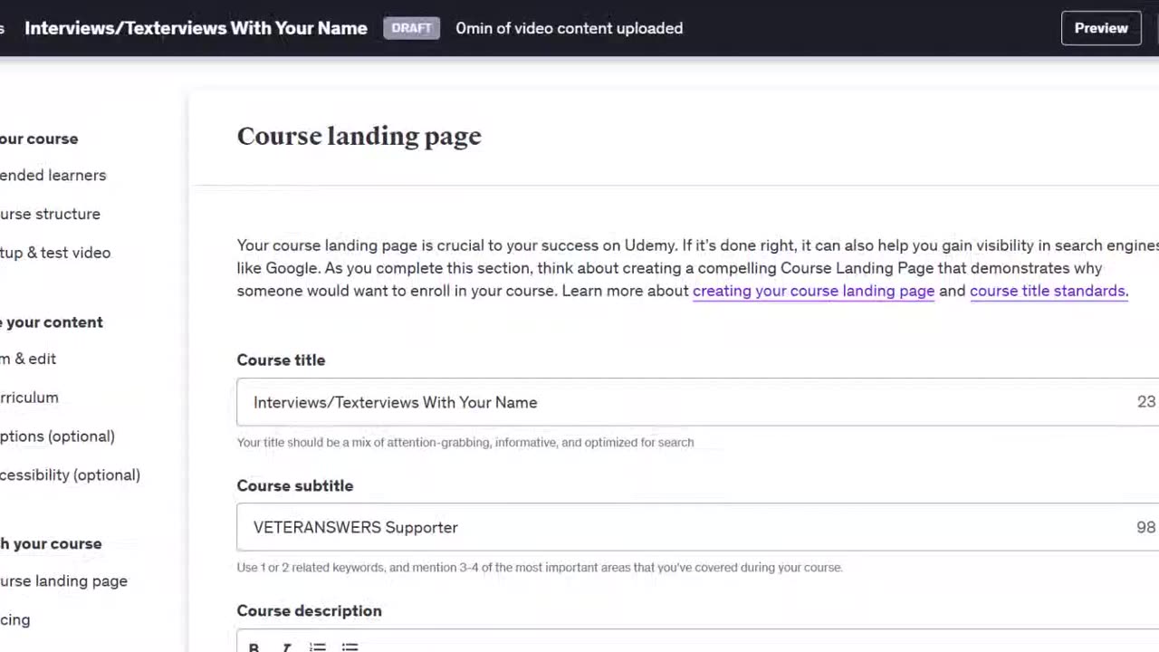 Interviews/Texterviews With Your Name (Udemy Course)
