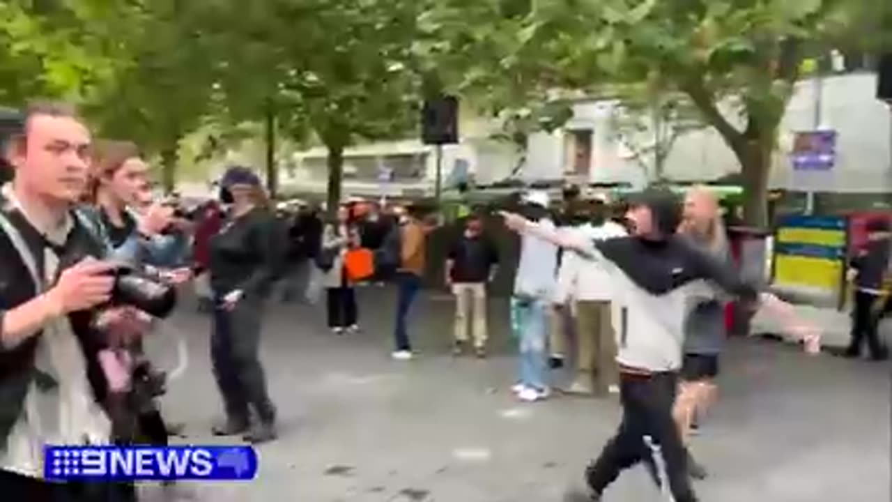 Several people arrested as protesters clash with police in Melbourne CBD _ 9 News Australia