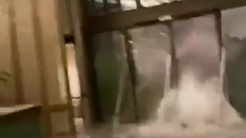 Typhoon Ragasa: Video shows floodwaters surging into the lobby of the Fullerton Ocean Park Hotel