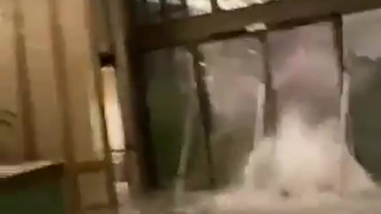 Typhoon Ragasa: Video shows floodwaters surging into the lobby of the Fullerton Ocean Park Hotel