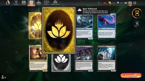 Magic: The Gathering Arena pack opening.