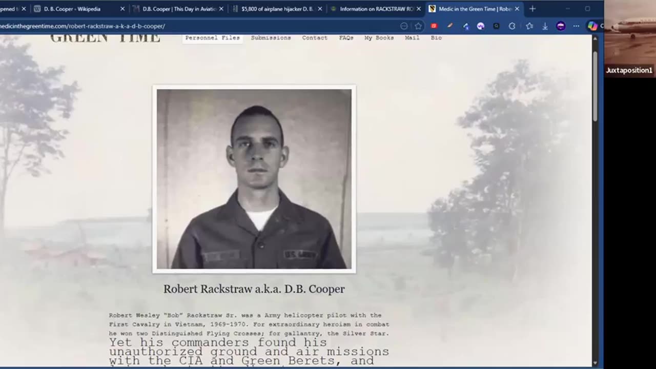Juxtaposition1 and panel: Robert Rackstraw a.k.a. D.B. Cooper