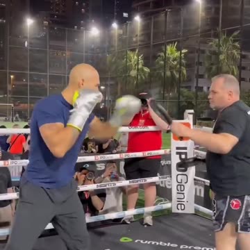 Andrew Tate at the Misfits Boxing open workout in Dubai