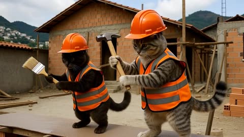 Funny Cats at Work 😂🐱 | This Went Totally Wrong!” “Cats Trying to Work on a Construction