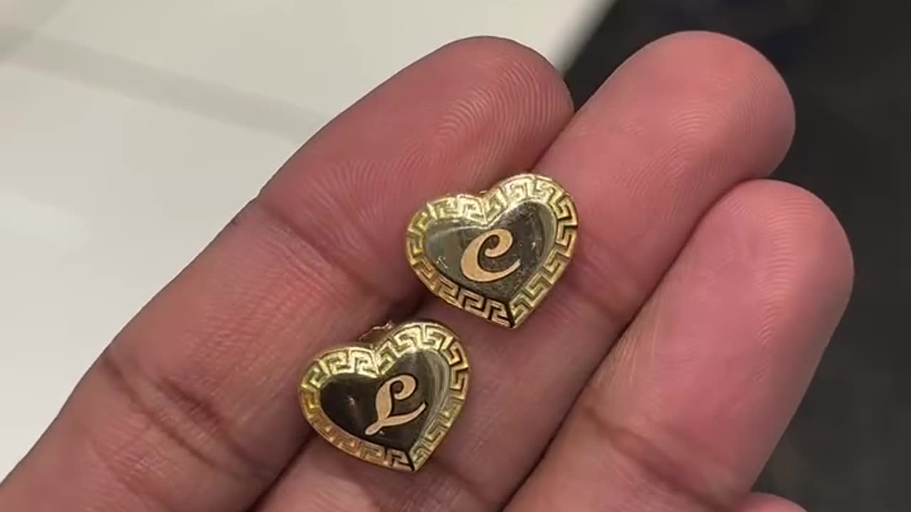 Real 10K Gold Custom Initial Engraved Earrings